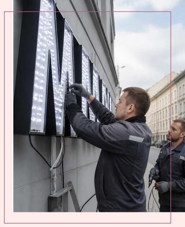 Изготовление и монтаж светодиодных LED вывесок в Павлове